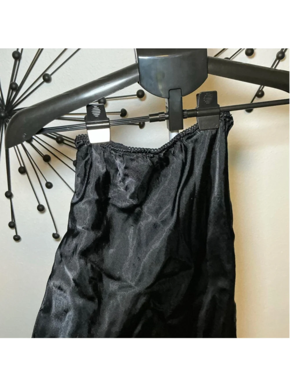 Sky and Sand Black Satin Half Slip Skirt Lace Trim Size Small Vintage